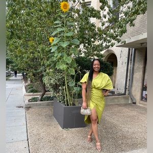 Olive Satin Drapped One Shoulder Midi Dress